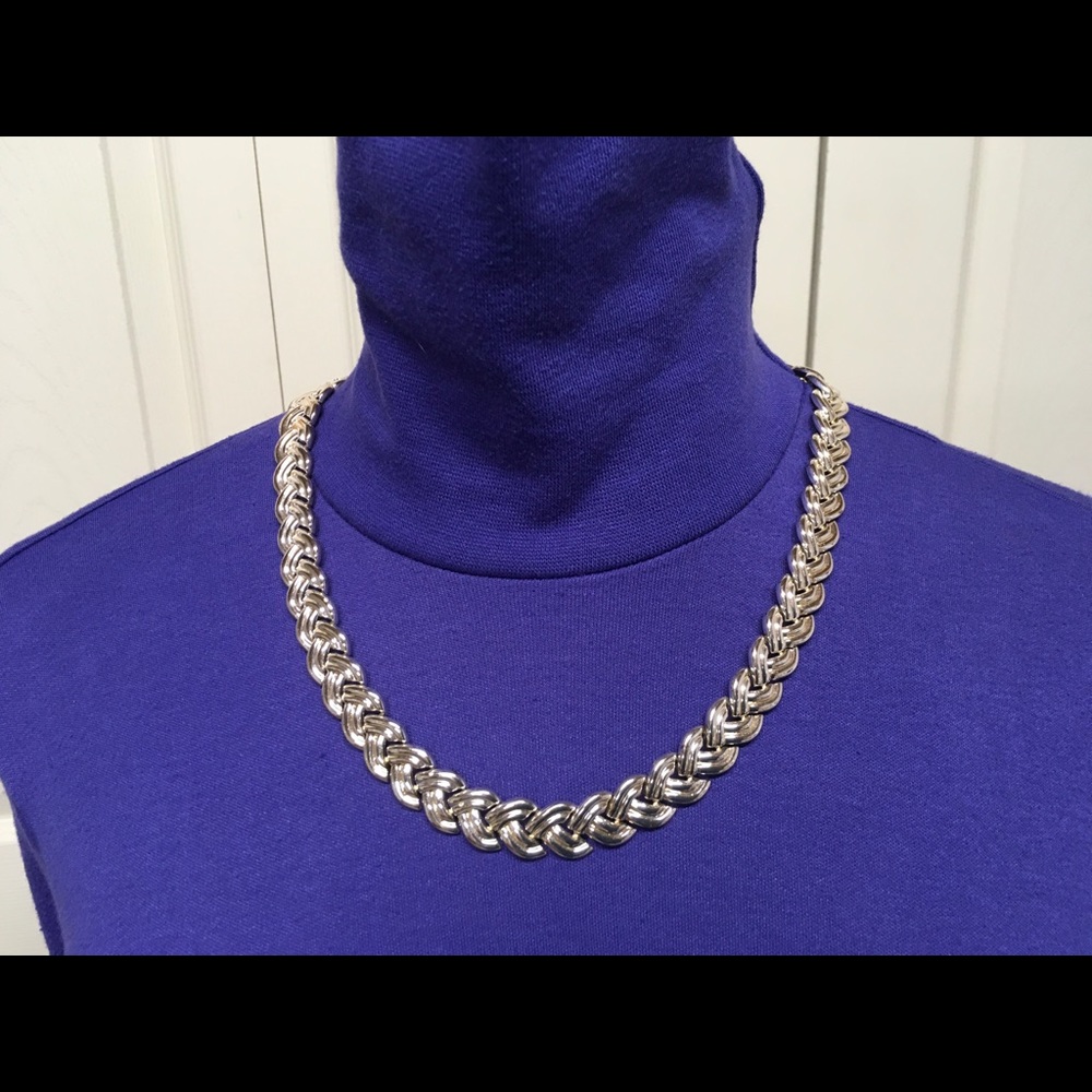 Choker and bracelet that combine for a longer necklace.